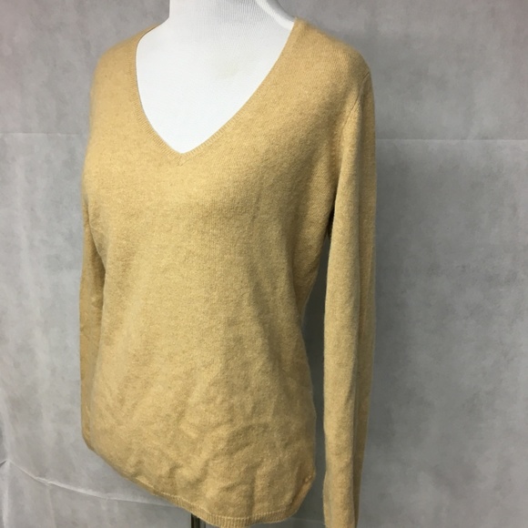 Charter Club Women's 100% Cashmere V Neck Sweater Brown Size Medium